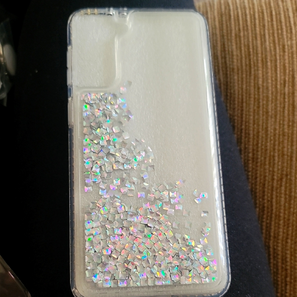 Floating Glitter S21 Pus Phone Case With Screen Protector